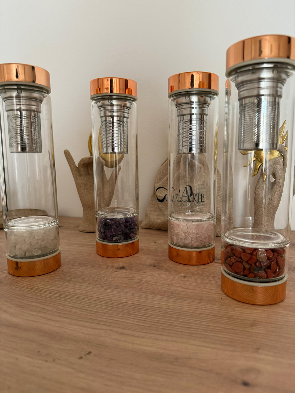 Garrafas infusoras com Cristais